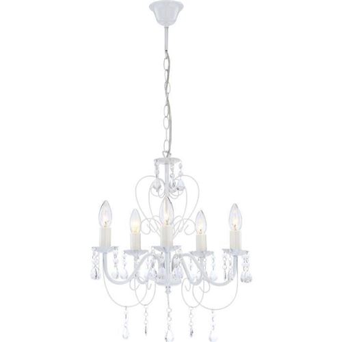 Globo lighting lustre - cristaux acryliques - ø 44 cm - hauteur 150 cm - métal blanc 14596