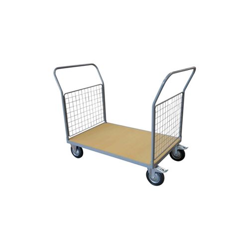 Chariot 250 kg plateau bois 2 dossiers 1000x700 mm