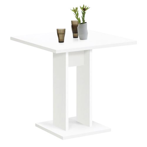 Non Communiqué Blanc Table A Manger Fixe Sans Tiroir 2 Personnes Carre En Mdf L 70 Cm - Image 1