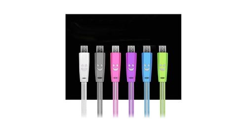 Cable Smiley Micro Usb Pour Alcatel Shine Lite Led Lumiere Android Chargeur Usb Smartphone Connecteur (noir)
