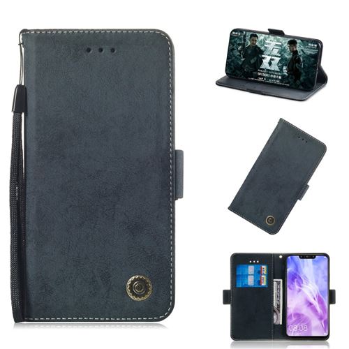 Etui en PU style rétro bleu foncé pour votre Huawei Nova 3