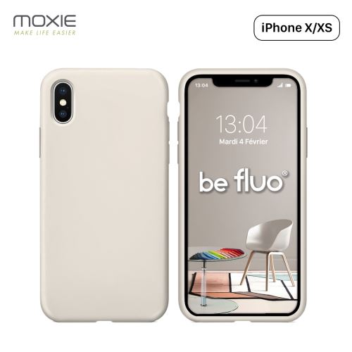 Coque iPhone XS / iPhone X Moxie BeFluo® Full Protect Coque Silicone Liquide Fine et Légère, Anti-chocs et Anti-rayures - Stone