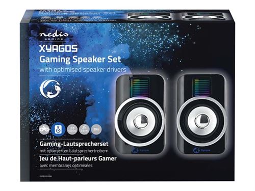 Nedis Gaming Xyagos - Haut-parleurs - pour PC - 5 Watt - noir, bleu