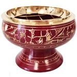 Porte encens à charbon Rouge en laiton