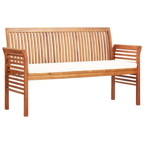 Banc de jardin 3 places avec coussin 150 x 60 x 90 cm Bois d'acacia massif