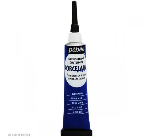 Peinture &agrave; l'eau brillante pour porcelaine - bleu - 20 ml 036-004
