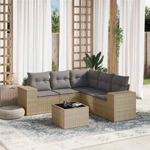 Non Communiqué Beige Salon De Jardin Modulable Vidaxl Rotin 6 Pieces 62 X 62 X 69 Cm