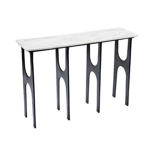 Amadeus Blanc Console En Marbre Et Aluminium L120 Cm Ethnique - Image 3