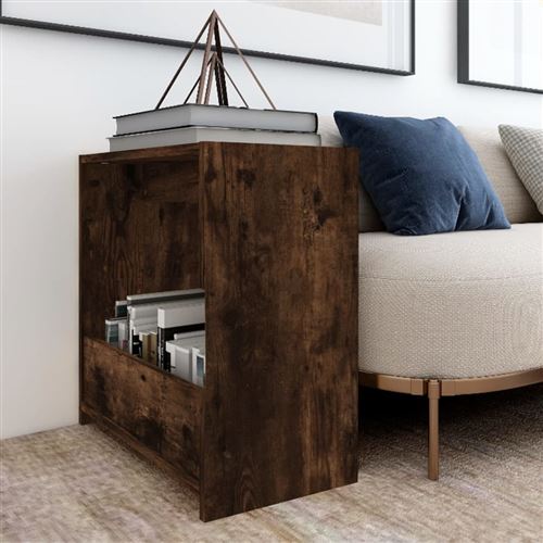 Vidaxl Bijzettafel 50X26x50 Cm Bewerkt Hout Gerookt Eikenkleurig826629 - Image 3