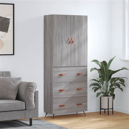Non Communiqué Gris Vidaxl Buffet Haut Sonoma 69,5X34x180 Cm Bois D'ingénierie