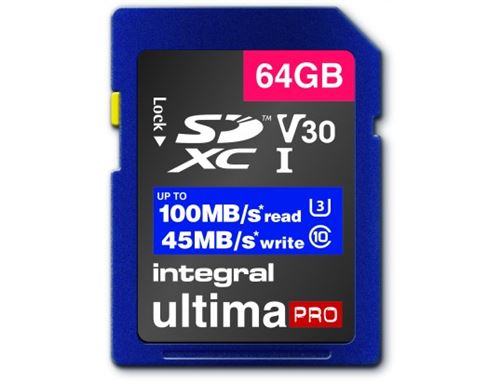 Integral - Carte mémoire flash - 64 Go - Video Class V30 / UHS-I U3 / Class10 - SDXC UHS-I