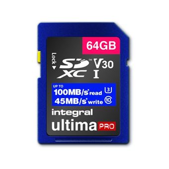 Integral - Flashgeheugenkaart - 64 GB - Video Class V30 / UHS-I U3 / Class10 - SDXC UHS-I - 1
