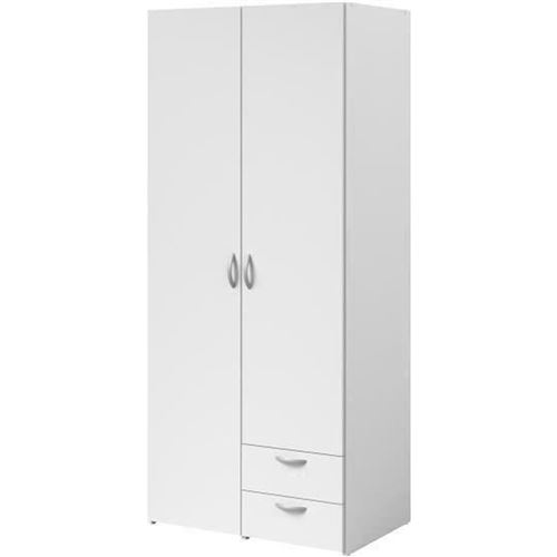 PARISOT - Armoire VARIA - Décor blanc - 2 portes battantes + 2 tiroirs