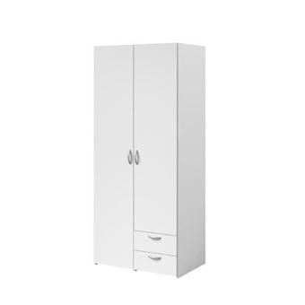 PARISOT - Armoire VARIA - Décor blanc - 2 portes battantes + 2 tiroirs - 1