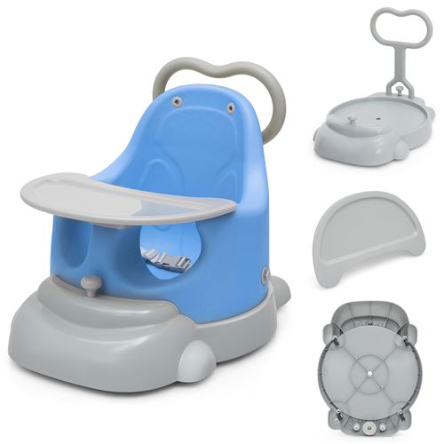 réhausseur de siège giantex bleu 57 x 43 x 45 cm 6 en 1 trotteur plateau et base amovible avec roulettes en polyuréthane pour bébé 3-36 mois charge max 25kg en PP