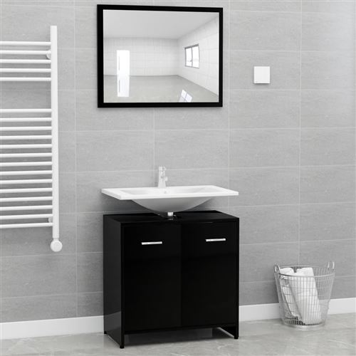 Ensemble de meubles de salle de bain Aggloméré Noir brillant