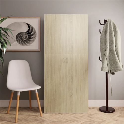 Armoire &agrave; chaussures Ch&ecirc;ne sonoma 80x35,5x180 cm Agglom&eacute;r&eacute;