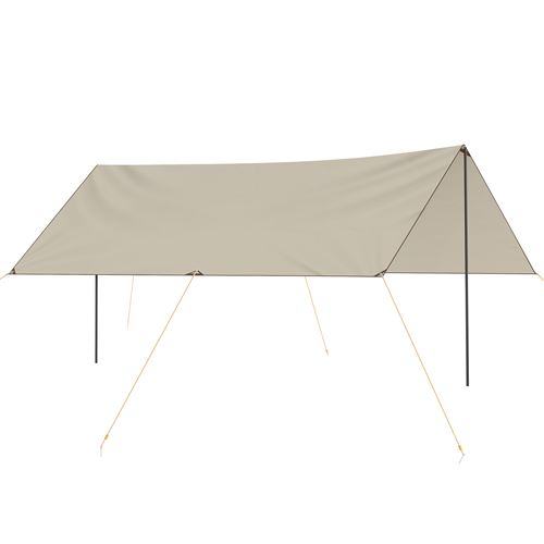 Tente tarp de camping bâche 5 x 3 m protection solaire avec 2 mâts et sac de transport multifonction kaki
