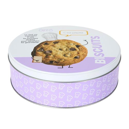 Non Communiqué Violet Boîte À Biscuits En Métal "Ludique" 22Cm
