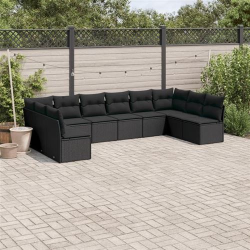 Vidaxl Noir Salon De Jardin 10 Pcs Résine Tressée - Image 2