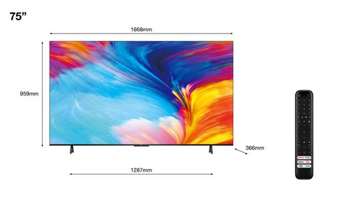 TV TCL LED 75P635 190 cm 4K UHD Google TV Métal noir - TV LED/LCD