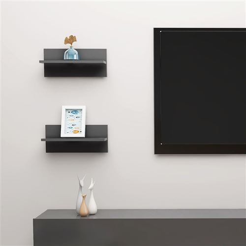 vidaXL Étagères murales 2 pcs Gris 40x11,5x18 cm Aggloméré
