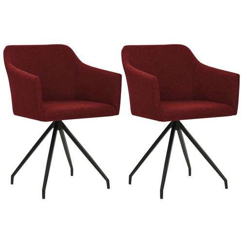 vidaXL Chaises pivotantes de salle à manger 2 pcs Rouge bordeaux Tissu