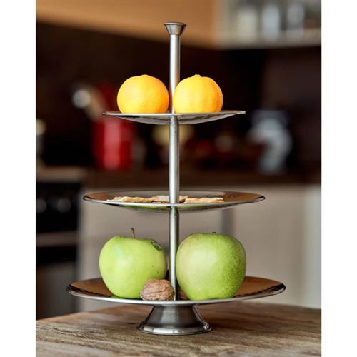 Excellent Houseware Support de service 3 niveaux 36,5 cm Inox