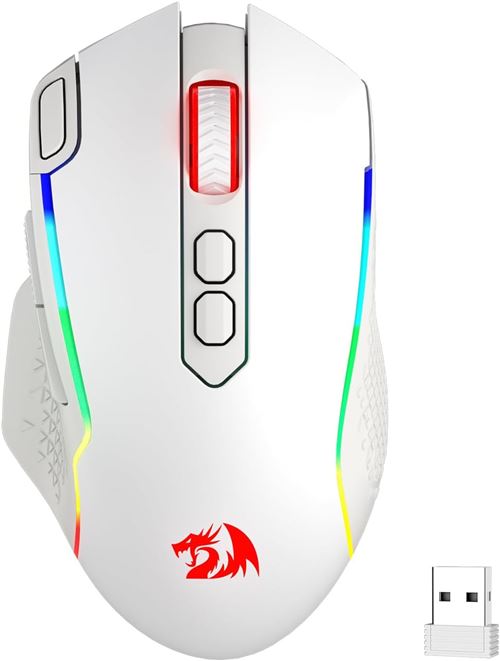  Souris Gamer REDRAGON M810 Pro Sans Fil Filaire 10 000 DPI Bouton Tir Rapide 8 Touches Macro 45 Heures Autonomie R&eacute;tro&eacute;clairage RVB PC Mac Ordinateur Portable 