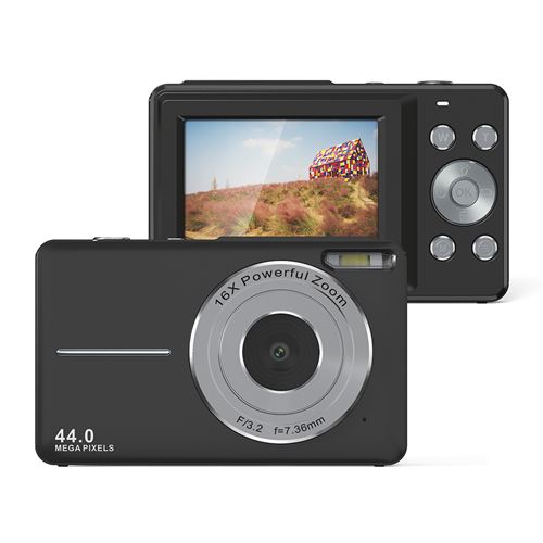 Appareil photo numérique pour enfants, haute définition, compact et portable, avec carte SD de 16 Go, couleur noire
