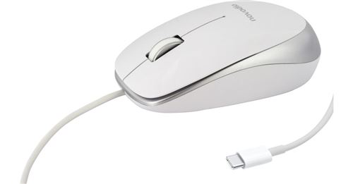 Novodio Optical Mouse USB-C Argent - Souris optique filaire 1600 DPI Mac/PC