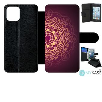 Etui My-Kase pour iPhone 11 Pro - oriental fond mauve et or - Simili-cuir Noir - 1