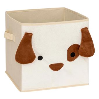 Atmosphera for Kids - Boîte de Rangement Pliable "Chien" 29x29cm Beige - 1