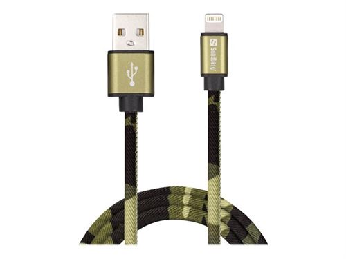 Sandberg Active - Lightning-kabel - Lightning male naar USB male - 1 m - groene camouflage - voor Apple iPad/iPhone/iPod (Lightning)
