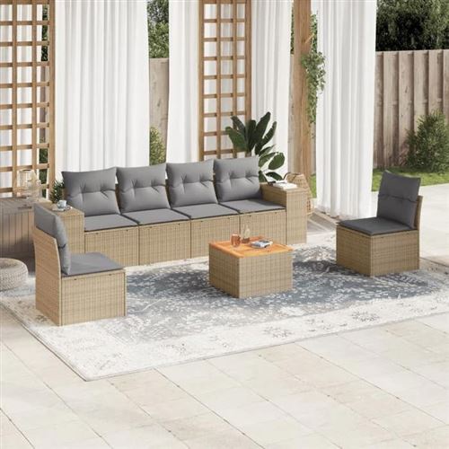 Non Communiqué Beige Salon De Jardin Modulable Vidaxl Resine Tressee 7 Pieces 6 Personnes 62 X 55 X 69 Cm
