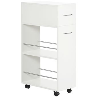 Desserte Mobile EDA 10495 BL PX25 - 3 étagères Modulables, 4 Roulettes, Blanc, 60x22x79 Cm - Pour Cuisine, Buanderie