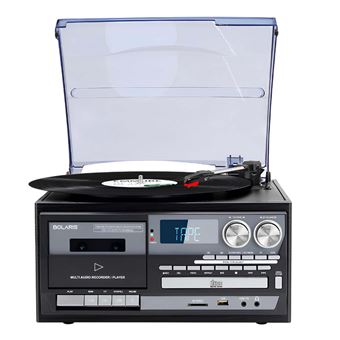 Platine Vinyle Multifonctions Avec Bluetooth CD / K7 / AM / FM modèle Belfast Avizar Noir - 1