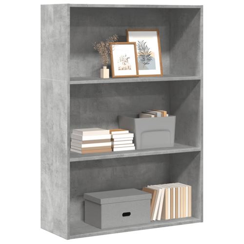 Bibliothèque gris béton 80x30x114 cm bois d ingénierie