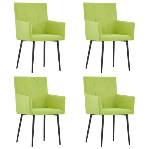 vidaXL Chaises de salle à manger avec accoudoirs 4 pcs Vert Tissu