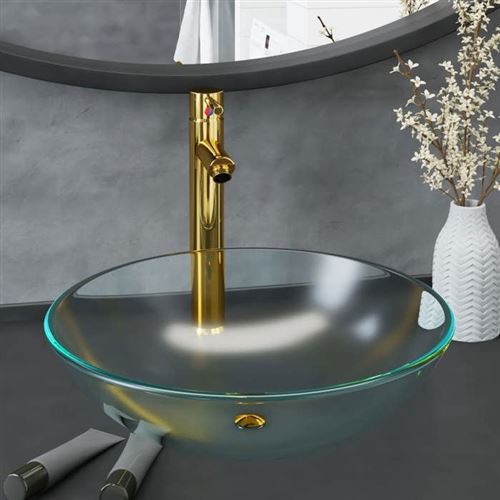 Vidaxl Lavandino Con Rubinetto E Piletta In Vetro Temperato