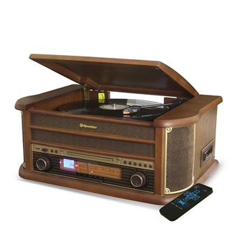 Platine Vinyle Roadstar HIF-1993BT 33-45-78 Trs, 2 Enceintes 32W PMPO, CD, CASSETTE, USB, Bluetooth, FM AM RADIO, FInition BOIS - 1