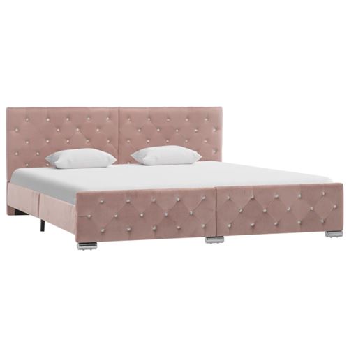 vidaXL Cadre de lit Rose Tissu 180 x 200 cm