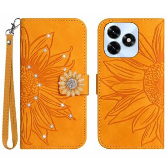Étui Portefeuille Magnétique Pour Honor X5c Plus - Coque Flip Cuir PU Fleur Relief - Support Réglable, Porte-cartes - Bleu