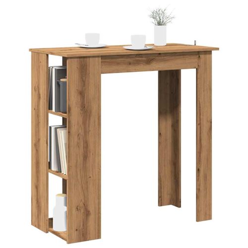 Table de bar avec étagère chêne artisanal bois d ingénierie