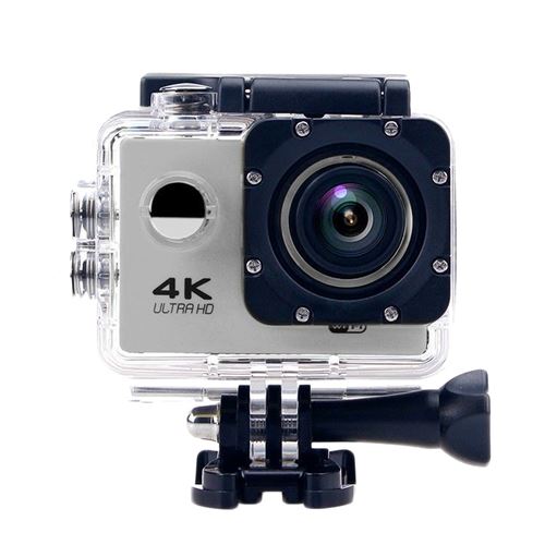 Cam&eacute;ra Sport Etanche R&eacute;solution 4K Slow Motion 16Mp Grand Angle 170&deg; Argent + SD 64Go