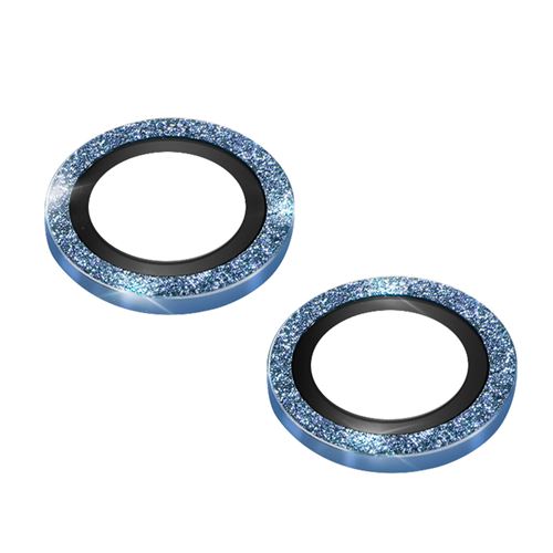 Film caméra pour iPhone 14 et 14 Plus Verre trempé 9H 0.2mm Contour pailleté Avizar bleu