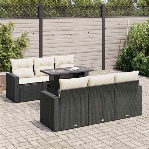 Vidaxl Noir Salon De Jardin 7 Pcs - Résine Tressée - Image 3