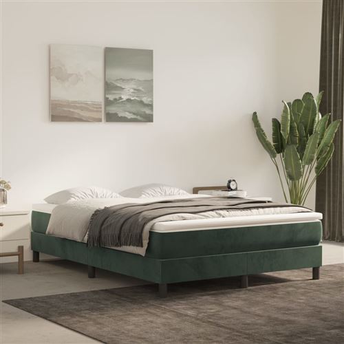 vidaXL Sommier à lattes de lit et matelas Vert foncé 140x190cm Velours