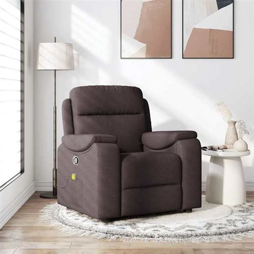 vidaXL Fauteuil de massage, relaxation tissu marron foncé