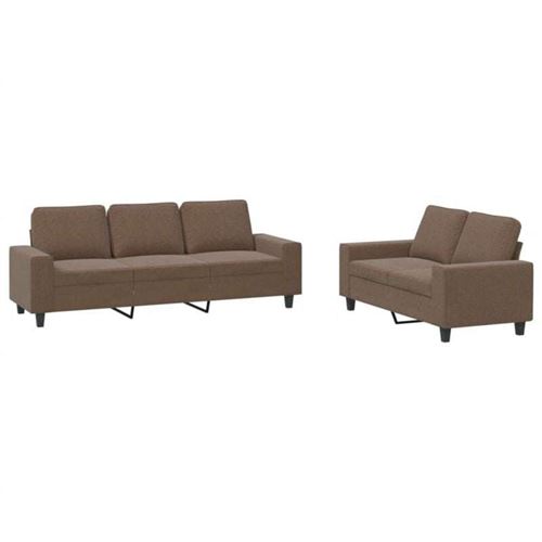 Vidaxl Marron Ensemble De Canapés 2 Pcs Tissu - Image 2